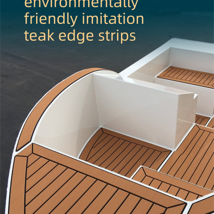 EVA Faux Teak Boat Flooring Border Trim Self Adhesive Marine Decking Strip Non Slip Foam Sheet for Yacht Caravan RV (Gold & Black, 240cm x 5.7cm).