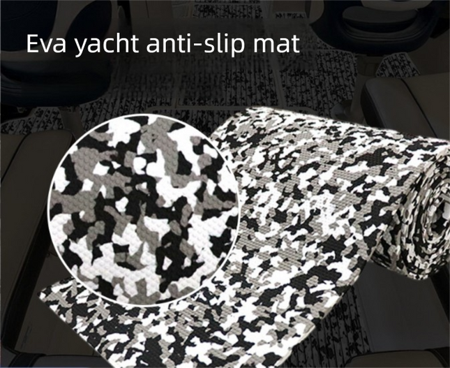 Camouflage EVA Foam Boat Flooring Sheet Self Adhesive Marine Decking Mat Non Slip Grip Roll for Jet Ski Kayak & RV (Black White Camo, 250cm x 26cm).
