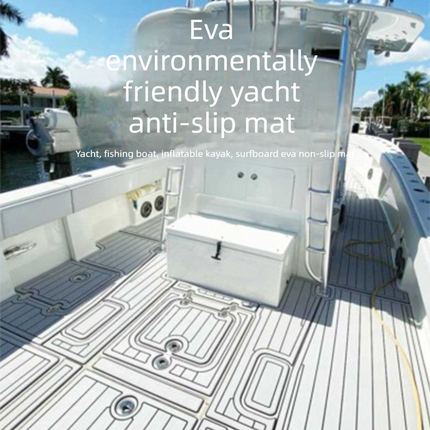 EVA Faux Teak Boat Flooring Sheet Marine Decking Mat Self Adhesive Non Slip Foam for Yacht Caravan & RV (Gold & Black, 240cm x 45cm).