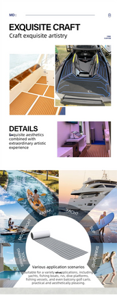 EVA Faux Teak Boat Flooring Sheet Marine Decking Mat Self Adhesive Non Slip Foam for Yacht Caravan & RV (Gold & Black, 240cm x 45cm).