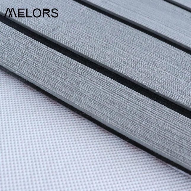 EVA Faux Teak Boat Flooring Sheet Marine Decking Mat Self Adhesive Non Slip Foam for Yacht Caravan & RV (Dark Grey & Black, 240cm x 45cm).