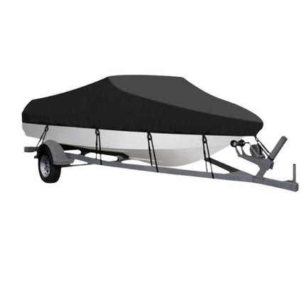 Waterproof Boat Cover 11-13ft Trailerable V-Hull Runabout UV Resistant Marine Grade Storage Tarpaulin with Straps (Black, 420cm x 270cm).