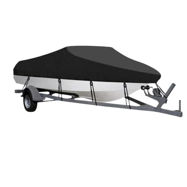 20-22ft Waterproof Boat Cover Trailerable V-Hull Runabout UV Resistant Marine Grade Storage Tarpaulin with Straps (Black, 700cm x 320cm).