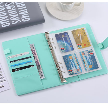 100 Envelope Savings Challenge Binder A5 Budget Planner Book PU Leather Cash Stuffing Money Organiser with Magnetic Closure & Tracker (Black).