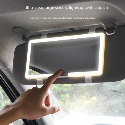 Car Visor Vanity Mirror with LED Lights Rechargeable Ultra-Thin Sun Visor Makeup Mirror 3 Light Modes Touch Control (White).