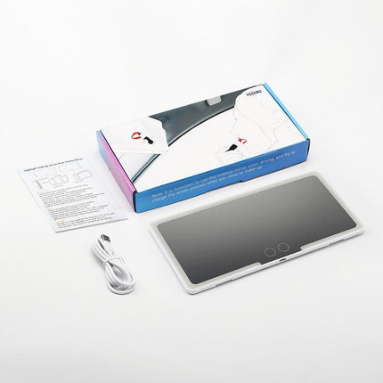 Car Visor Vanity Mirror with Dual Colour LED Lights Rechargeable Sun Visor Makeup Mirror Dimmable Dual Touch Control (White).