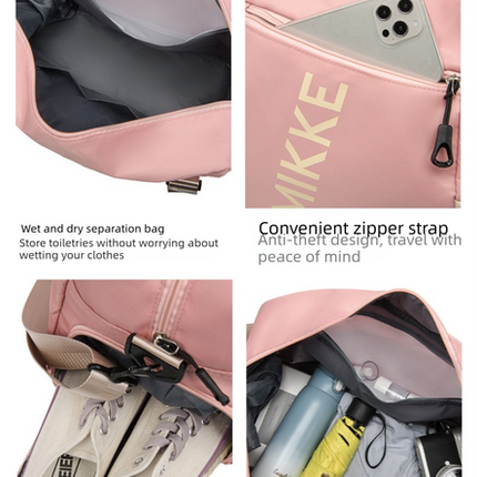 Large Travel Duffle Bag Gym Sports Weekender with Shoe Compartment Wet Pocket Lightweight Carry On Luggage Bag (Light Purple).