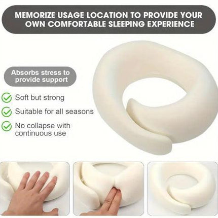 Memory Foam Travel Neck Pillow 360 Support Adjustable Snail Shape Chin Rest for Long Haul Flights Car & Office Portable with Storage Bag (Grey).