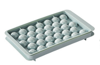 2 PCS Round Ice Cube Trays with Lids 33 Cavity Sphere Ice Ball Maker Mould Stackable Hard Plastic Easy Release for Cocktails Whiskey Blue.