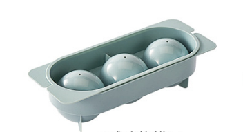 2 PCS Large Round Ice Cube Trays with Lids 3 Cavity Sphere Ice Ball Maker Mould Stackable Hard Plastic Slow Melting for Whiskey Cocktails Blue.