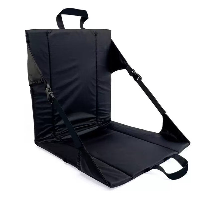 Portable Folding Stadium Seat Cushion with Back Support Lightweight Outdoor Chair for Camping Concerts Hiking Beach Bleachers Black.