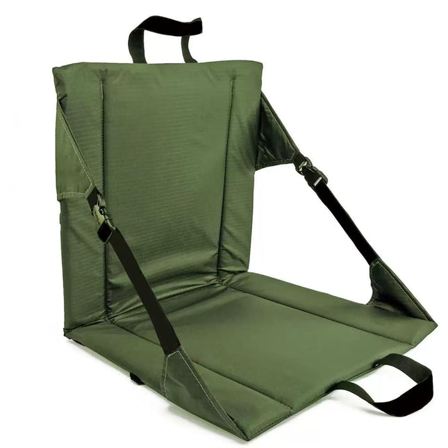 Portable Folding Stadium Seat Cushion with Back Support Lightweight Outdoor Chair for Camping Concerts Hiking Beach Bleachers Army Green.
