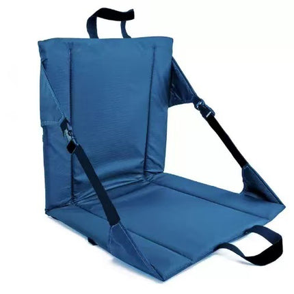 Portable Folding Stadium Seat Cushion with Back Support Lightweight Outdoor Chair for Camping Concerts Hiking Beach Bleachers Navy Blue.