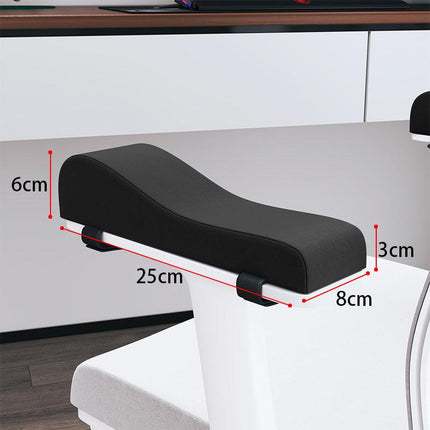 A pair of Ergonomic Chair Armrest Pads High Density Foam Elbow Support Cushion Black Curved Design for Office & Gaming Chairs Relief Pressure Non-Slip Cover.