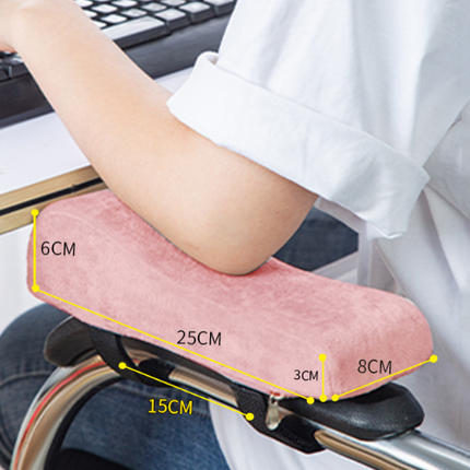 A pair of Ergonomic Chair Armrest Pads High Density Foam Elbow Support Cushion Pink Curved Design for Office & Gaming Chairs Relief Pressure Non-Slip Cover.