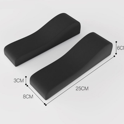 A pair of Memory Foam Chair Armrest Pads Curved Elbow Support Cushion Black Ergonomic Pressure Relief Cover for Office Gaming Chair WFH Setup.