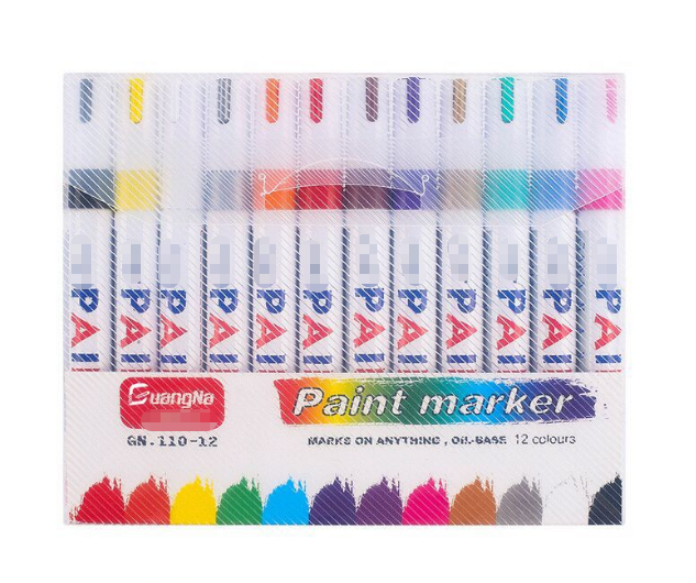 12 Colour Oil Based Paint Marker Pens Set 3.0mm Medium Tip Waterproof Permanent Ink for Rock Painting Metal Glass Rubber Tyres Wood DIY Art.