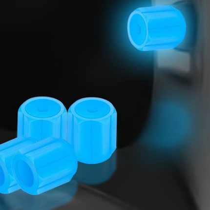 2 Packs of 4 Blue Luminous Tyre Valve Caps Glow in The Dark Universal Wheel Air Dust Covers for Cars Bikes Motorcycles Scooters One-Piece Design.