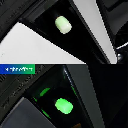 2 Packs of 4 Blue Luminous Tyre Valve Caps Glow in The Dark Universal Wheel Air Dust Covers for Cars Bikes Motorcycles Scooters One-Piece Design.