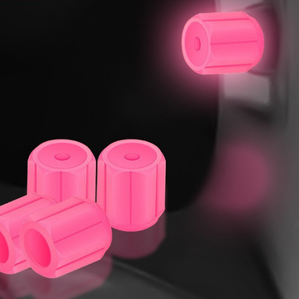 2 Packs of 4 Pink Luminous Tyre Valve Caps Glow in The Dark Universal Wheel Air Dust Covers for Cars Bikes Motorcycles Scooters One-Piece Design.