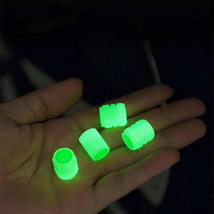 2 Packs of 4 Pink Luminous Tyre Valve Caps Glow in The Dark Universal Wheel Air Dust Covers for Cars Bikes Motorcycles Scooters One-Piece Design.