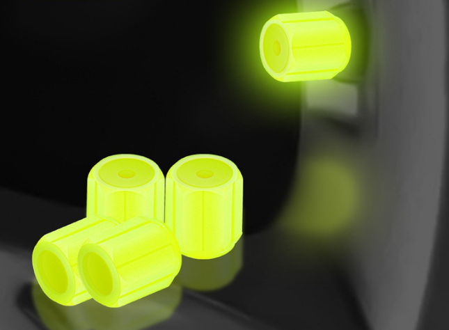 2 Packs of 4 Yellow Luminous Tyre Valve Caps Glow in The Dark Universal Wheel Air Dust Covers for Cars Bikes Motorcycles Scooters One-Piece Design.