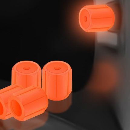 2 Packs of 4 Orange Luminous Tyre Valve Caps Glow in The Dark Universal Wheel Air Dust Covers for Cars Bikes Motorcycles Scooters One-Piece Design.