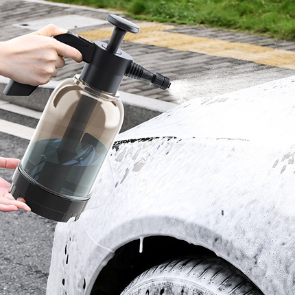 Black 2L Handheld Car Wash Foam Sprayer Pump Action Pressure Cannon with 2 Nozzles for Auto Detailing and Garden Watering Heavy Duty 55 Degree Fan Spray.