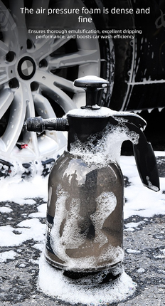 Black 2L Handheld Car Wash Foam Sprayer Pump Action Pressure Cannon with 2 Nozzles for Auto Detailing and Garden Watering Heavy Duty 55 Degree Fan Spray.