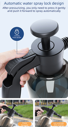 Black 2L Handheld Car Wash Foam Sprayer Pump Action Pressure Cannon with 2 Nozzles for Auto Detailing and Garden Watering Heavy Duty 55 Degree Fan Spray.
