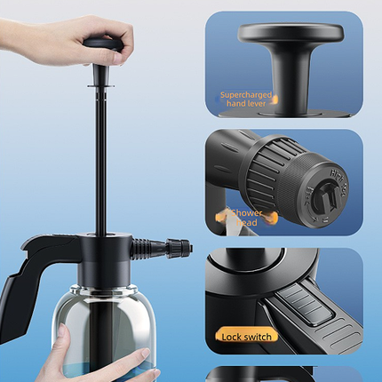 White 2L Handheld Car Wash Foam Sprayer Pump Action Pressure Cannon with 2 Nozzles for Auto Detailing and Garden Watering Heavy Duty 55 Degree Fan Spray.