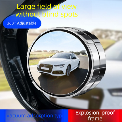 2Pcs Car Blind Spot Mirrors Suction Cup Vacuum Adsorption 360 Adjustable Round Rear View Convex Mirror Waterproof White Frame for Cars SUVs.