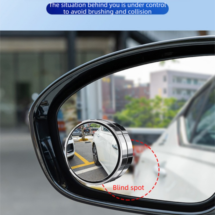 2Pcs Car Blind Spot Mirrors Suction Cup Vacuum Adsorption 360 Adjustable Round Rear View Convex Mirror Waterproof Sliver Frame for Cars SUVs.