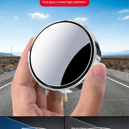 2Pcs Car Blind Spot Mirrors Suction Cup Vacuum Adsorption 360 Adjustable Round Rear View Convex Mirror Waterproof Sliver Frame for Cars SUVs.
