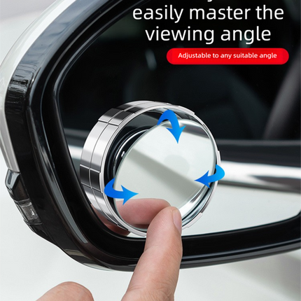 2Pcs Car Blind Spot Mirrors Suction Cup Vacuum Adsorption 360 Adjustable Round Rear View Convex Mirror Waterproof Sliver Frame for Cars SUVs.