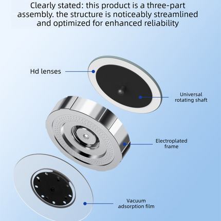 2Pcs Car Blind Spot Mirrors Suction Cup Vacuum Adsorption 360 Adjustable Round Rear View Convex Mirror Waterproof Sliver Frame for Cars SUVs.