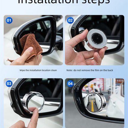 2Pcs Car Blind Spot Mirrors Suction Cup Vacuum Adsorption 360 Adjustable Round Rear View Convex Mirror Waterproof Sliver Frame for Cars SUVs.