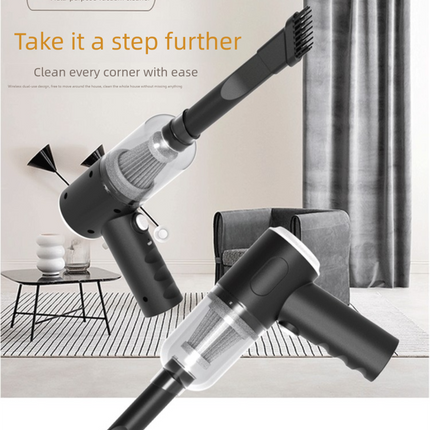 Black 3-in-1 Portable Cordless Mini Vacuum Cleaner Handheld Air Duster & Blower USB Rechargeable Kit for Car Interior Home Office Keyboard Pet Hair.