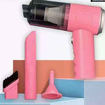 Pink 3-in-1 Portable Cordless Mini Vacuum Cleaner Handheld Air Duster & Blower USB Rechargeable Kit for Car Interior Home Office Keyboard Pet Hair.