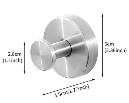 Heavy Duty Stainless Steel Suction Cup Hook Vacuum Wall Hanger Brushed Silver No Drill Towel Holder for Bathroom Kitchen & Shower - Waterproof.