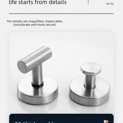 Heavy Duty Stainless Steel Suction Cup Hook Vacuum Wall Hanger Brushed Silver No Drill Towel Holder for Bathroom Kitchen & Shower - Waterproof.