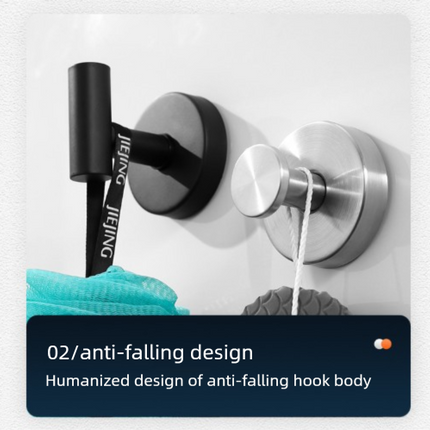 Heavy Duty Stainless Steel Suction Cup Hook Vacuum Wall Hanger Brushed Silver No Drill Towel Holder for Bathroom Kitchen & Shower - Waterproof.