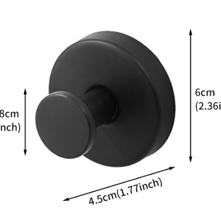 Heavy Duty Stainless Steel Suction Cup Hook Vacuum Wall Hanger Brushed Black No Drill Towel Holder for Bathroom Kitchen & Shower - Waterproof.