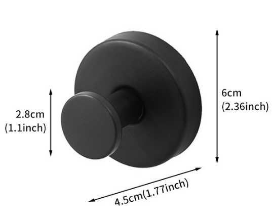 Heavy Duty Stainless Steel Suction Cup Hook Vacuum Wall Hanger Brushed Black No Drill Towel Holder for Bathroom Kitchen & Shower - Waterproof.