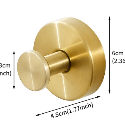 Heavy Duty Stainless Steel Suction Cup Hook Vacuum Wall Hanger Brushed Gold No Drill Towel Holder for Bathroom Kitchen & Shower - Waterproof.