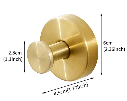 Heavy Duty Stainless Steel Suction Cup Hook Vacuum Wall Hanger Brushed Gold No Drill Towel Holder for Bathroom Kitchen & Shower - Waterproof.