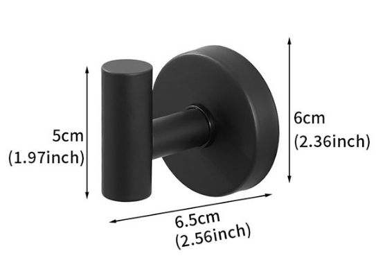 Matte Black T-Bar Suction Cup Hook Stainless Steel Vacuum Wall Hanger No Drill Robe Towel Holder for Bathroom Kitchen - Heavy Duty.