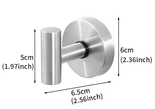Matte Silver T-Bar Suction Cup Hook Stainless Steel Vacuum Wall Hanger No Drill Robe Towel Holder for Bathroom Kitchen - Heavy Duty.