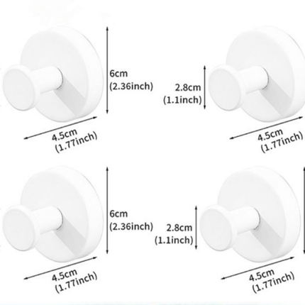 4-Pack Heavy Duty Vacuum Suction Cup Hooks White - Stainless Steel No-Drill Wall Hangers for Bathroom, Shower & Kitchen (Waterproof & Reusable).