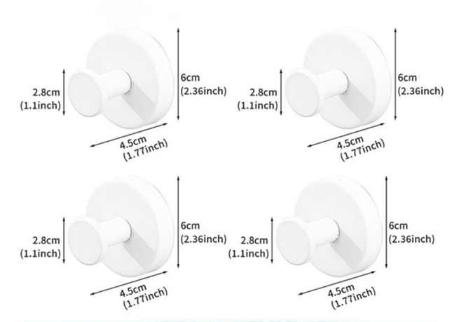 4-Pack Heavy Duty Vacuum Suction Cup Hooks White - Stainless Steel No-Drill Wall Hangers for Bathroom, Shower & Kitchen (Waterproof & Reusable).